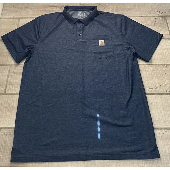 Carhartt Loose Fit Midweight Short-Sleeve Pocket Polo XL Extra Large K570 Navy - Picture 2 of 6